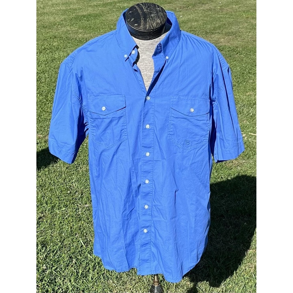 Roper Shirt Mens XL Blue Short Sleeve Button‎ Down Western Cotton Cowboy Casual